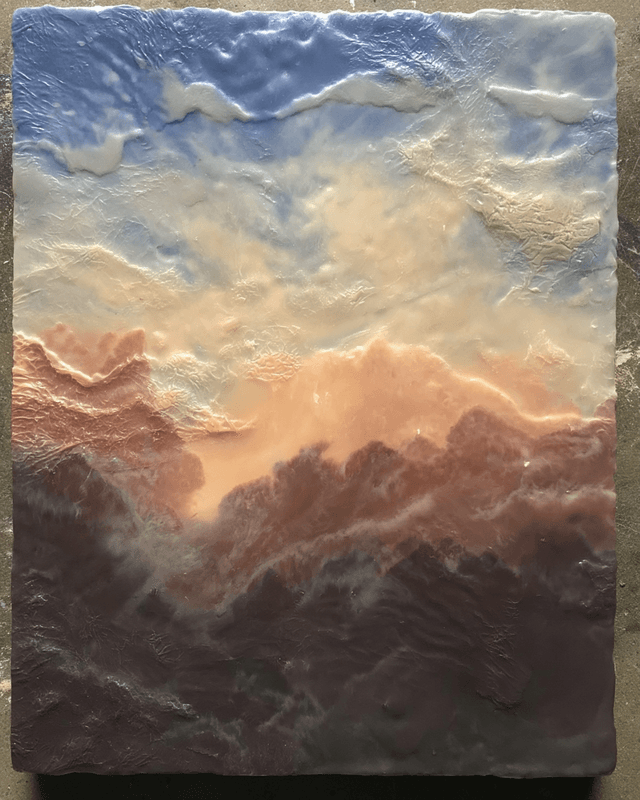 Encaustic painting — layered wax on panel